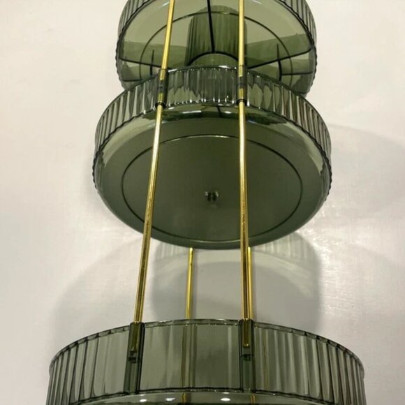 3 Rotating Shelves Storage Container Make Up Spices 12 1/2" x 9 1/2 Gray Plastic - Picture 6 of 9